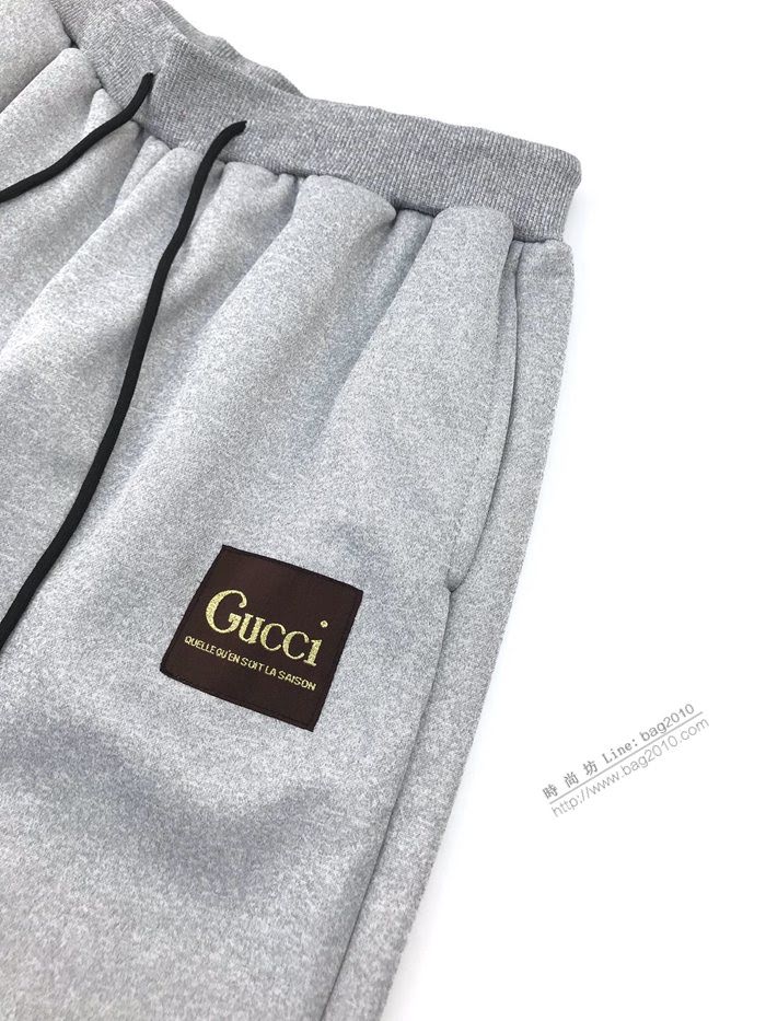 Gucci男裝 古奇2020最新爆款貼標加絨百搭基礎款收口束腳褲休閒衛褲  ydi3478
